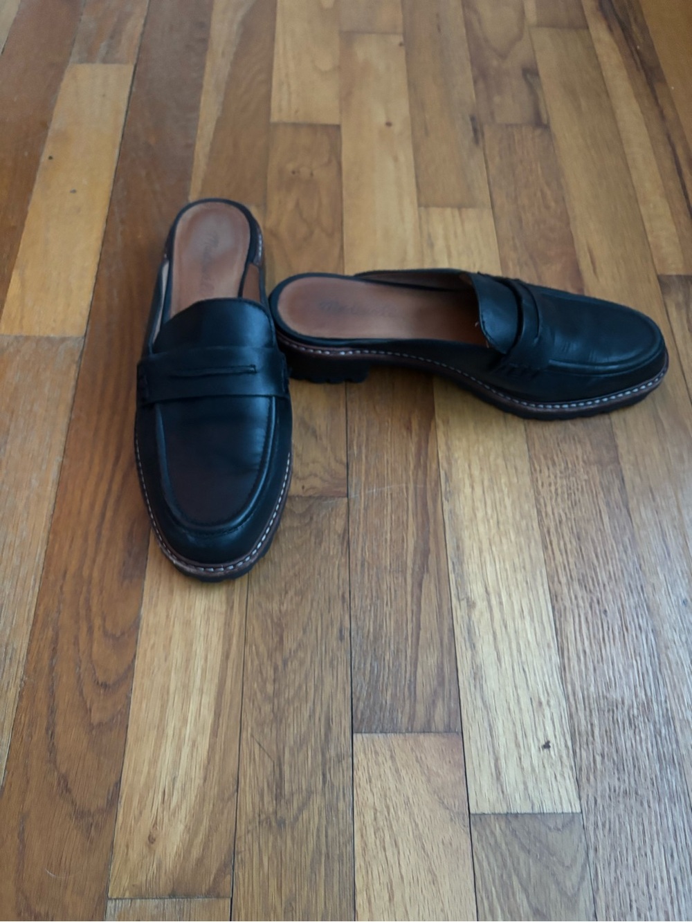 Madewell Black Leather Mule Loafer